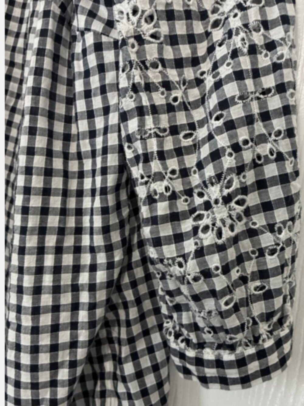 Westport Womens 2X Black & White Gingham Checkered Blouse W Embroidered Raglan - Picture 5 of 7